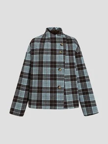 Sweetra Y2K Versatile Commuter Street Style Retro Plaid Overcoat Top - Multicolor - View 8