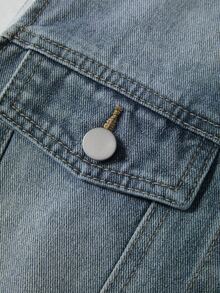 GlowEve CURVE Plus Size Button-Up Fashion Denim Jacket For Weekend Outings - Blue - View 5