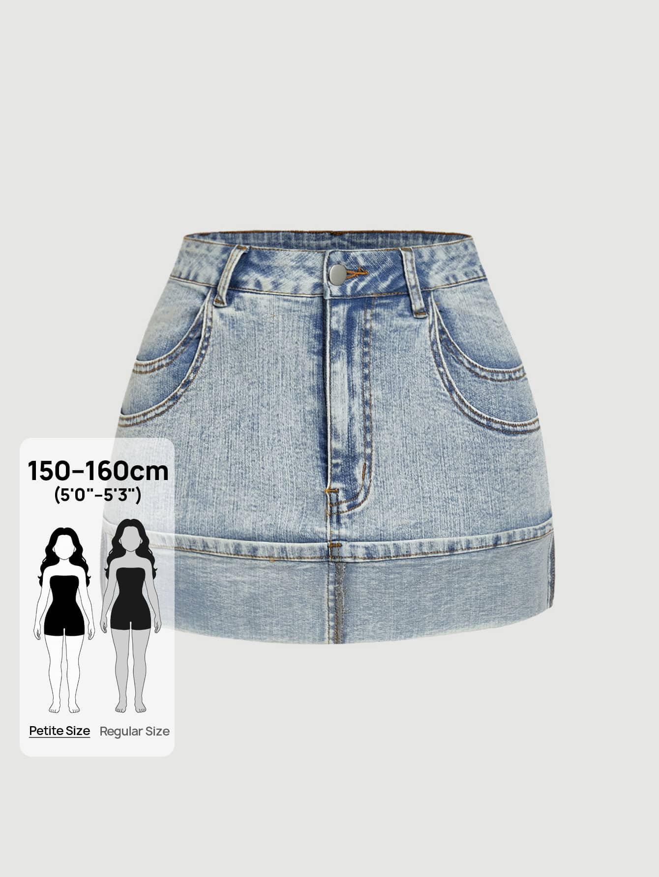 Rivivi Petite Women's Fashion Street Button Pocket Denim Mini Skirt - Blue - View 1