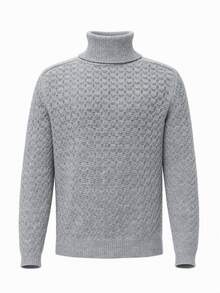 Manfinity CasualKnits 男士純色高領長袖休閒百搭毛衣 - 彩色 - 查看 1