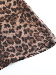 SHEIN Gaun Panjang Wanita Motif Leopard dengan Blok Warna untuk Pesta dan Perjalanan - MultiWarna - View 6