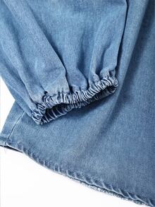 GlowEve CURVE Plus Size Women's Ruched Casual Versatile Daily Wear Denim Top - Blue - View 5