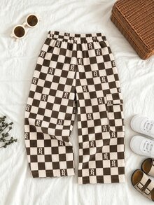 Quần túi hộp cạp chun họa tiết chữ và bàn cờ cho bé trai, đa năng và thoải mái - Màu Khaki - Xem 3