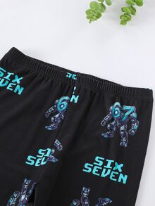 Boys Long Sleeve Long Pants Set, Slim Fit Cyber Robot Print Glow-In-The-Dark Pajamas Loungewear - Black - View 7