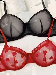 PetitDoll 4pcs Red Sexy Sheer Lingerie Set - Multicolor - View 4