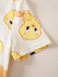 LOONEY TUNES X SHEIN 2PCS Tween Girls Pajamas - Yellow - View 4