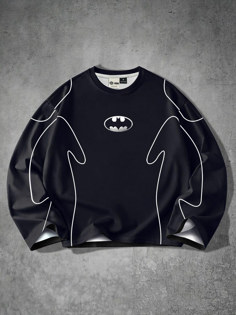 BATMAN X SHEIN Manfinity EMRG 男士休閒日常必備 INS 風格年輕街頭寬鬆極簡運動學院風 T 恤 - 彩色 - 查看 1