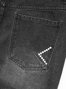 Manfinity EMRG Men's Casual Daily Travel Washed Denim Jeans With Pockets - Dark Grey - View 7