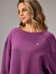 OutZeal Women Sports Sweatshirt Gym Workout Casual Natural Soft Long Sleeve Sweatshirt - Violet Purple - View 7