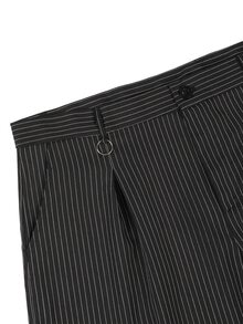 PAVTROS Men's Plus Size Black Striped Loose Casual Versatile Wide Leg Pants - Black - View 4