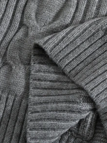 Sweetra Autumn/Winter New Plus Size Women's Cable Knit Long Sleeve Single-Breasted Cardigan - Grey - View 8