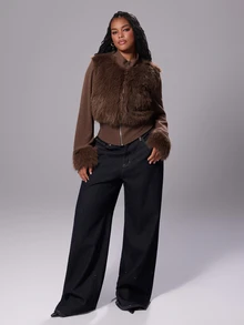 Rustia Plus Size Women's Solid Color Casual Versatile Daily Long Sleeve Jacket - Brown - View 5