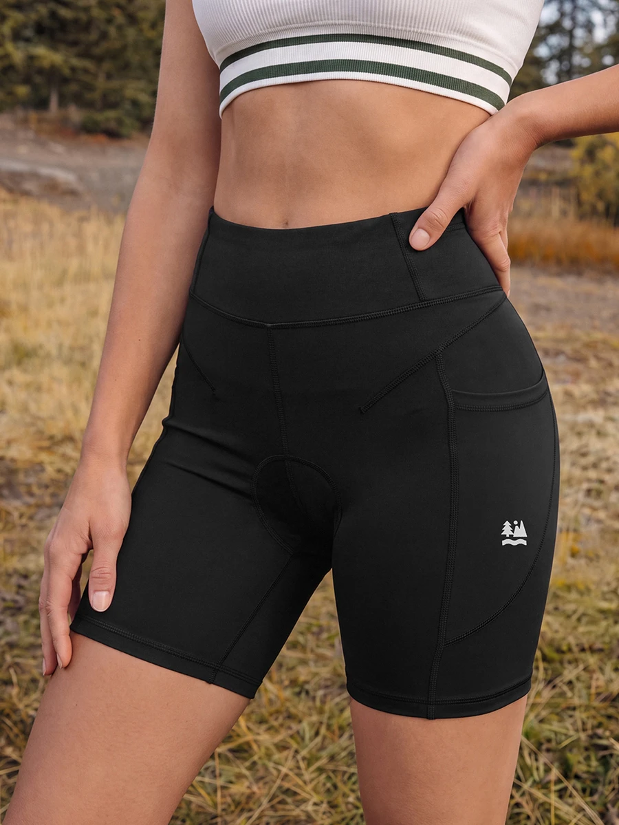 In My Nature Women's High Waist Pockets Cycling Shorts - Black - View 1