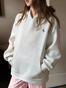 DAZY Women's Loose Hooded Pullover Casual Sweatshirt Hoodies - Light Grey - View 2
