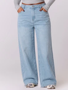 MUSERA Low Waist Plus Size 90's Y2k Jeans Streetwear Casual Cute Everyday Office Work Everyday Chic - Baby Blue - View 3