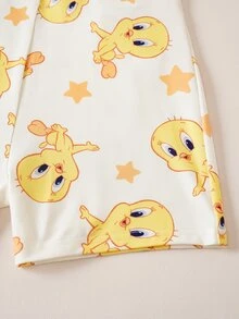 LOONEY TUNES X SHEIN 2PCS Tween Girls Pajamas - Yellow - View 6