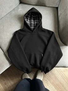 STYNVO 男士秋冬長袖口袋設計連帽衛衣 - 黑色 - 查看 3