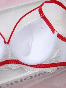 LustreForm Women's Underwire Comfortable Fresh Bowknot Bra, 1pc - Red and White - View 8