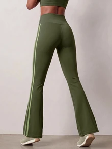 Zivah Women's Colorblock Top And Leggings Casual Daily Sports Outfit - Green - View 4