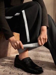 Nima Coro Celana Sweatpants Kasual Wanita dengan Tali Serut di Pinggang dan Desain Colorblock - Hitam - View 9
