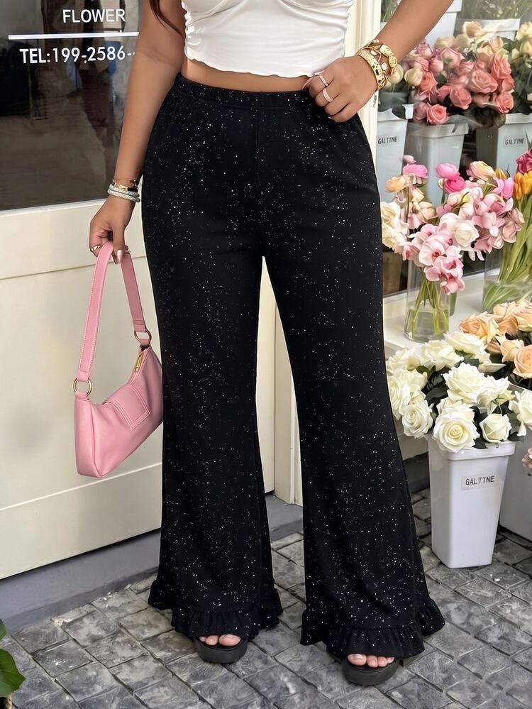 SHEIN EZwear Plus Size Women's Casual Versatile Daily Wear Long Pants - Black - View 5