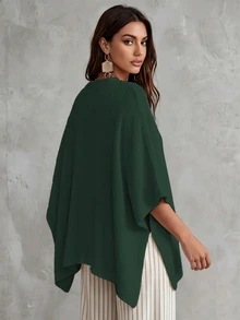 Linhara CURVE Plus Size Women Solid Color Knit Shawl Cardigan V-Neck Metal Button Suitable For Daily Casual Office Vacation Plus Size Women Cardigan - Green - View 2