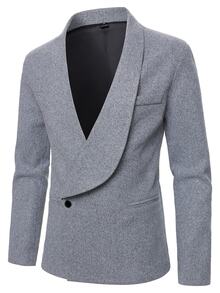 Manfinity Mode Men's Solid Color Long Sleeve Jacket And Pants Casual Suit Set - Grey - View 5