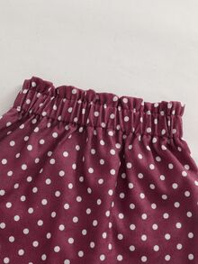 SHEIN 女童百搭波點愛心口袋裙 - 酒紅色 - 查看 6