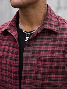 Manfinity CasualCool 男士長袖襯衫，適合萬聖節、聖誕節，新年最佳禮物 - 紅色 - 查看 4