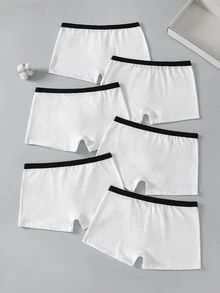 SHEIN 青少年男孩純白色 6 件裝日常時尚休閒四角內褲 - 白色 - 查看 2
