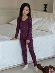 Dazy Kids Tween Girl All-Over Print Long Sleeve Top And Long Casual Daily Home Sleepwear Set - Brown - View 6