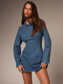 Athîral Denim Women's Casual Daily Summer Denim Dress - Medium Wash - View 4