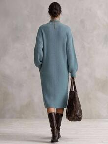 Solivie Women's Solid Color Casual Daily Wear Knit Dress - Baby Blue - View 3
