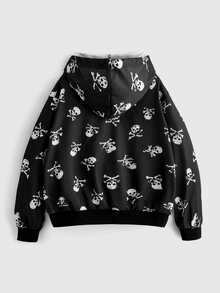 ROMWE Fairycore Plus Size Women's Vintage Wing & Thorn Print Letter Rhinestone Versatile All-Match Sweatshirt - Black - View 2
