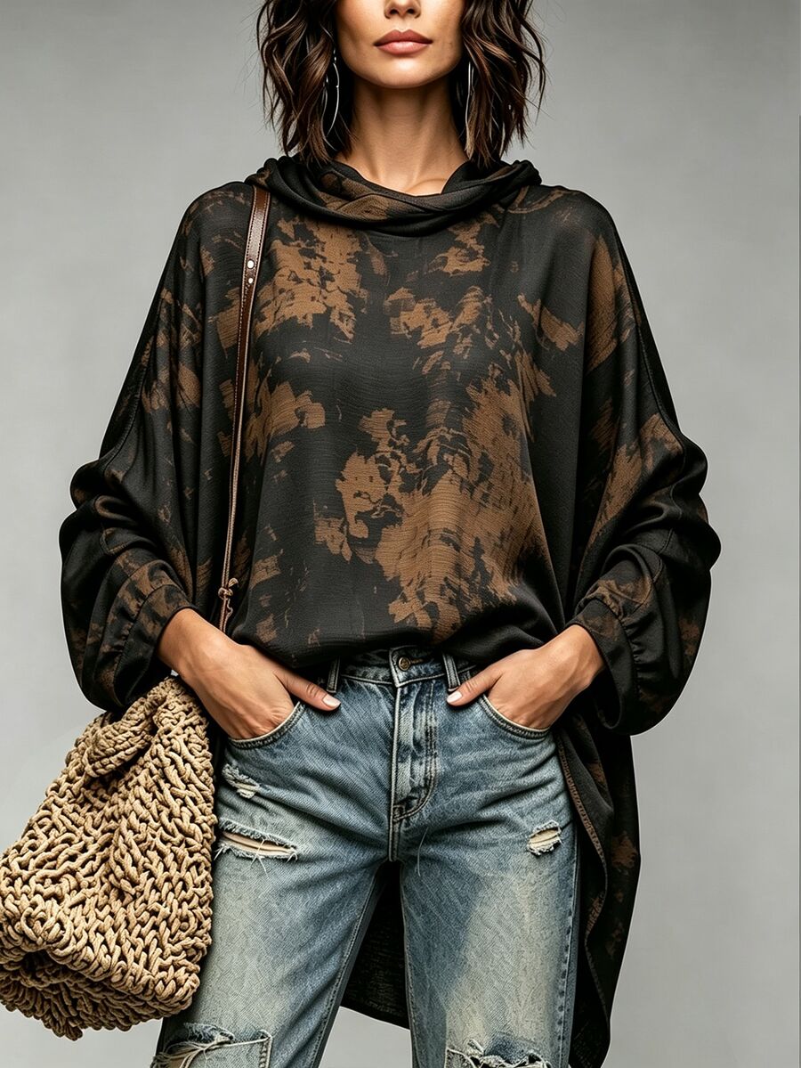Trelyra Women's Fashion Tie-Dye Asymmetrical Hem Top For Vacation - Multicolor - View 1