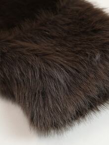 Easura Plus Size Women Solid Color Long Sleeve Waist Tie Fashion Faux Fur Coat - Coffee Brown - View 5