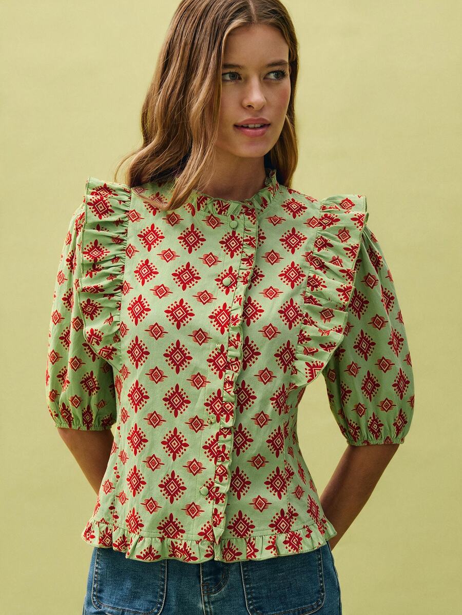Nöista Women's Polka Dot Ruffle Casual Suit - Mint Green - View 1