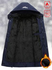 Manfinity Homme Men's Zipper Casual Versatile Winter Cotton Padded Hooded Jacket - Navy Blue - View 4