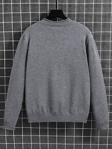 SHEIN Teen Boys' Casual Comfortable Versatile Turtleneck Sweater - Grey - View 2