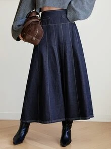 Dazy-Less Women's Fashion Versatile Daily Casual Denim Skirt - Dark Wash - View 5