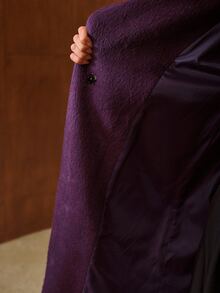 MOTF PREMIUM WOMEN'S AUTUMN/WINTER WOOL BLEND FUNNEL NECK MID-LENGTH OVERCOAT - Purple - View 8