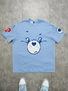Slaydiva SHEIN X Care Bears Women's Cartoon Pattern Casual Daily Short Sleeve T-Shirt - Multicolor - View 2