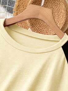 Linhara CURVE Plus Size Women's Colorblock Casual Daily Summer Dress - Apricot - View 5