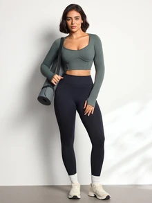 Easithlete Easithlete Women's Solid Color Casual Daily Wear Sports T-Shirt - Army Green - View 7