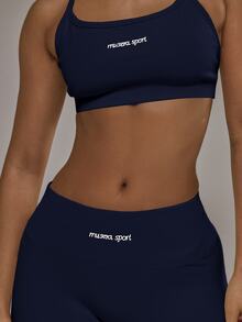 Musera Sport 交叉背運動內衣與抓皺臀部瑜伽褲套裝 Padel 冬季運動服 健身房運動健身套裝 夏季 - 藏蓝色 - 查看 6