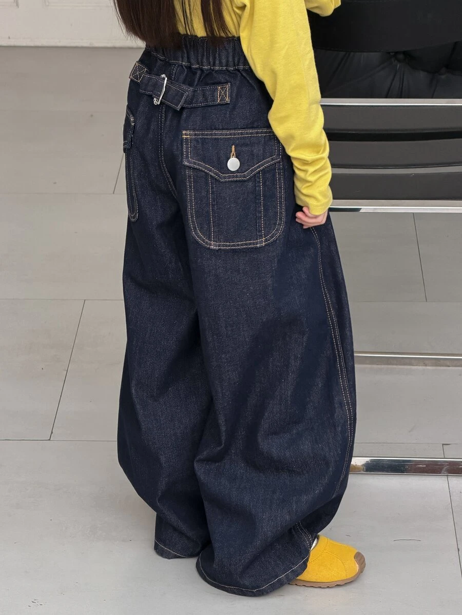 Dazy Kids Tween Girl Casual Straight Leg Jeans, Autumn/Winter - Dark Wash - View 1
