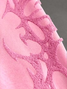 PAVTROS 男士街頭風熱銷深色街頭刺繡 3D 刺繡日常穿搭百搭男友丈夫禮物週年紀念禮灰色圓領運動衫 - 粉色 - 查看 2