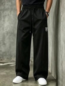 Gym Rark Men's Letter Print Drawstring Waist Pocket Loose Fit Sports Long Pants - Black - View 5