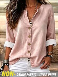 Breezaya Women's Solid Color Casual Versatile Daily Wear Shirt - Pink - View 1