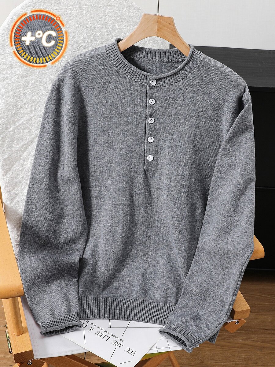 SHEIN Teen Boys' Casual Comfortable Versatile Turtleneck Sweater - Grey - View 1
